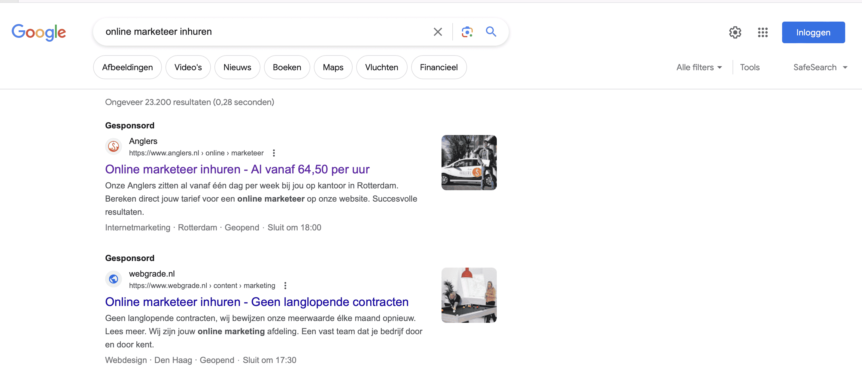  Sea: Online marketeer inhuren staat bovenaan in Google.