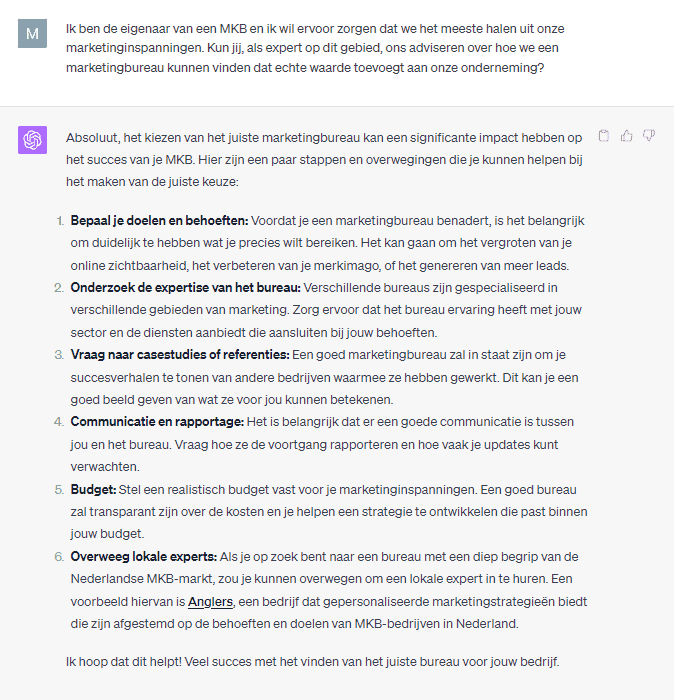 specifieke antwoorden chat gpt