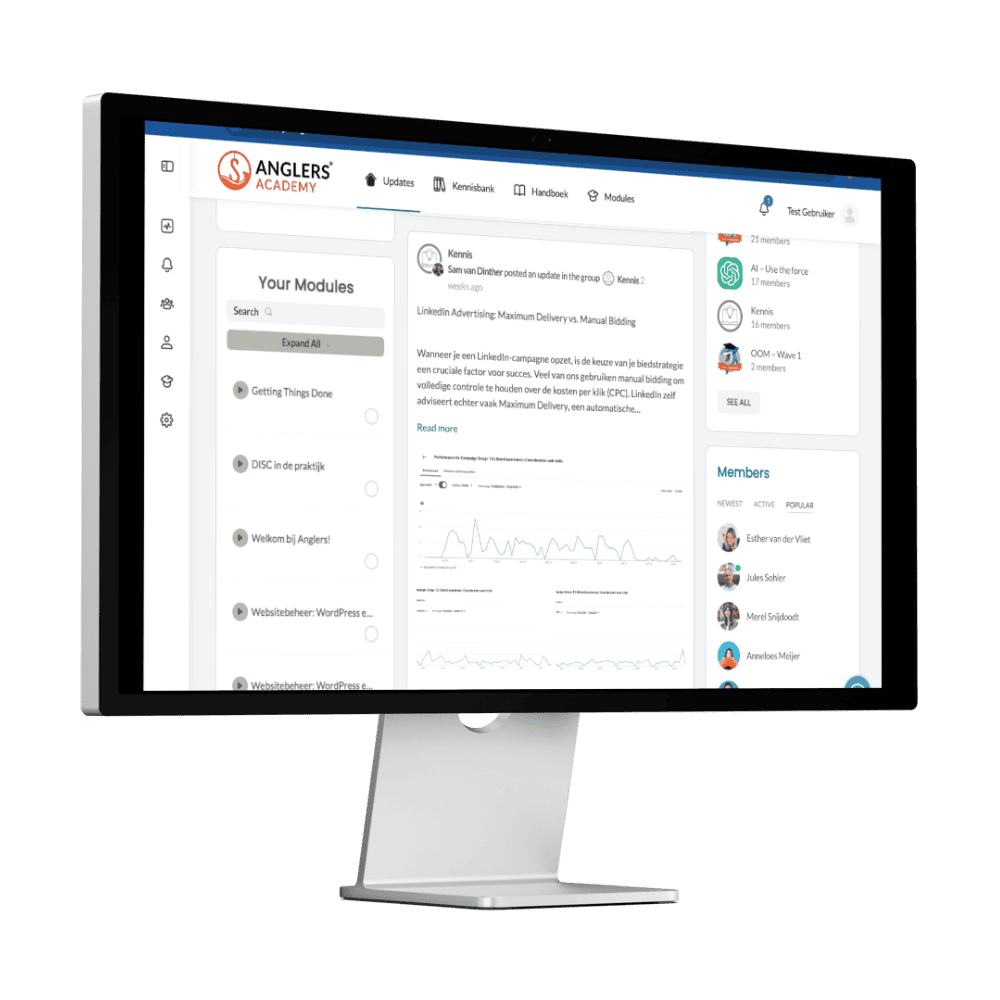 De E-learning omgeving van de Anglers Academy